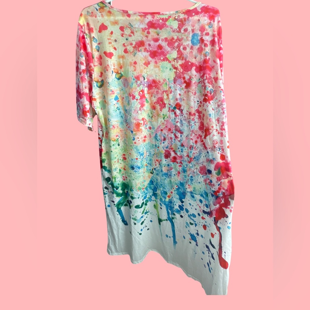 Summer dress plus batik print dress 2X - Picture 2 of 7